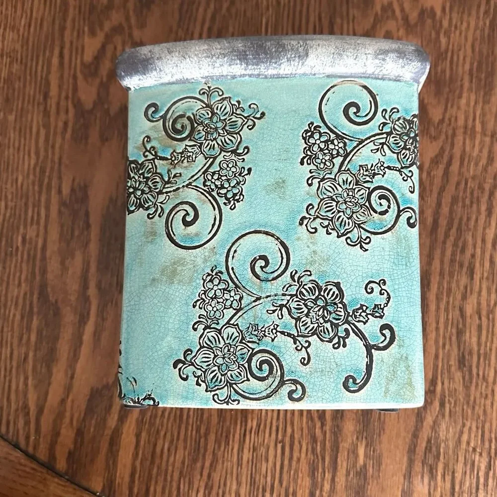 Vase Orchard flower Distressed Turquoise Planter Farmhouse Home Garden Decor